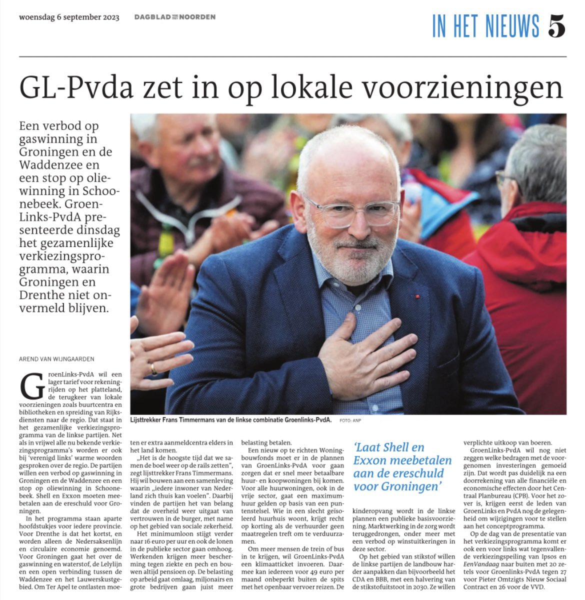 Verkiezingsprogramma GL-PvdA: De Bieb, bus en het buurthuis terug in dorpen, een hoger minimumloon en zichtbare overheid. 

Vrije huursector reguleren en een tochtkorting voor slecht geïsoleerde huizen.

De belasting op arbeid omlaag en voor miljonairs en grote bedrijven omhoog.