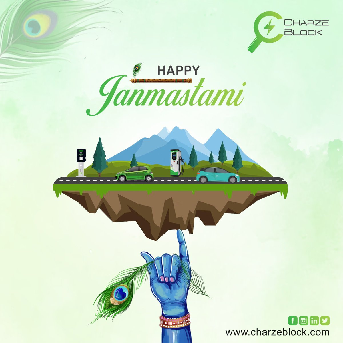 CharzeBlock's tweet photo. "Charge up your celebrations this Janmashtami with CharzeBlock!"🚗⚡Wishing you all a green and electrifying Krishna #Janmashtami2023 .🌿✨#Janmashtami #CharzeBlock #ElectricVehicles #GreenEnergy Explore more at https://t.co/c5AAZvVKQc https://t.co/7Zqhlawd4E