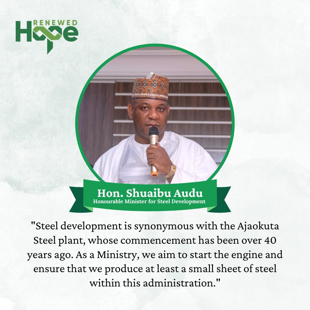 Federal Ministry of Mines and Steel Development (@federalmines) on Twitter photo Meet The HON. MINISTER OF STEEL DEVELOPMENT, PRINCE SHUAIBU ABUBAKAR AUDU @HonShuaibuAudu, A great man with great vision for our Steel Industry. Nigeria Will be great again #RenewedHope Meet The HON. MINISTER OF STEEL DEVELOPMENT, PRINCE SHUAIBU ABUBAKAR AUDU @HonShuaibuAudu, A great man with great vision for our Steel Industry. Nigeria Will be great again #RenewedHope