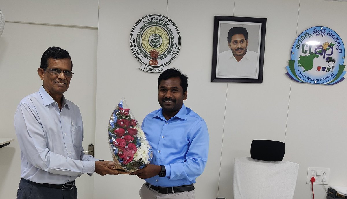 It was a pleasure meeting the Managing Director Swachha Andhra Corporation Sri Gandham Chandrudu, IAS Garu .

Our CEO  sought his guidance for the various Wtc/Wt_Biomethanation plants operated by us, MWTESL, in Andhra Pradesh
<a href="/ChandruduIAS/">Gandham Chandrudu IAS</a> 
<a href="/plpalani/">P.Palaniappan</a> 
<a href="/SwachhaAndhra/">Swachha Andhra Corporation 🇮🇳</a>