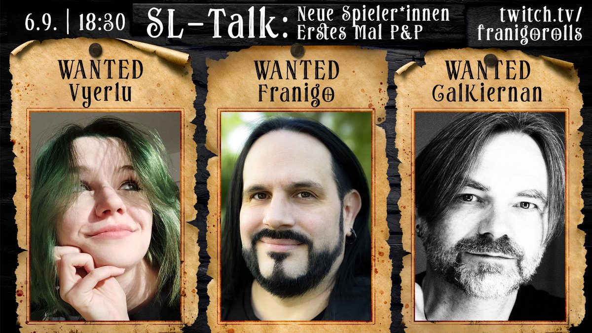 FranigoRolls ❗überall anders, nicht mehr hier❗ (@franigorolls) on Twitter photo Heute Abend ab 18:30 plauschen <a href="/vyeru/">vyeru ibazzeta</a>, @flockofthoughts & ich im SL-Talk über Neue Spieler*innen und das erste Mal #pnpde.
Schaut rein, das wird sicher interessant! Heute Abend ab 18:30 plauschen <a href="/vyeru/">vyeru ibazzeta</a>, @flockofthoughts & ich im SL-Talk über Neue Spieler*innen und das erste Mal #pnpde.
Schaut rein, das wird sicher interessant!