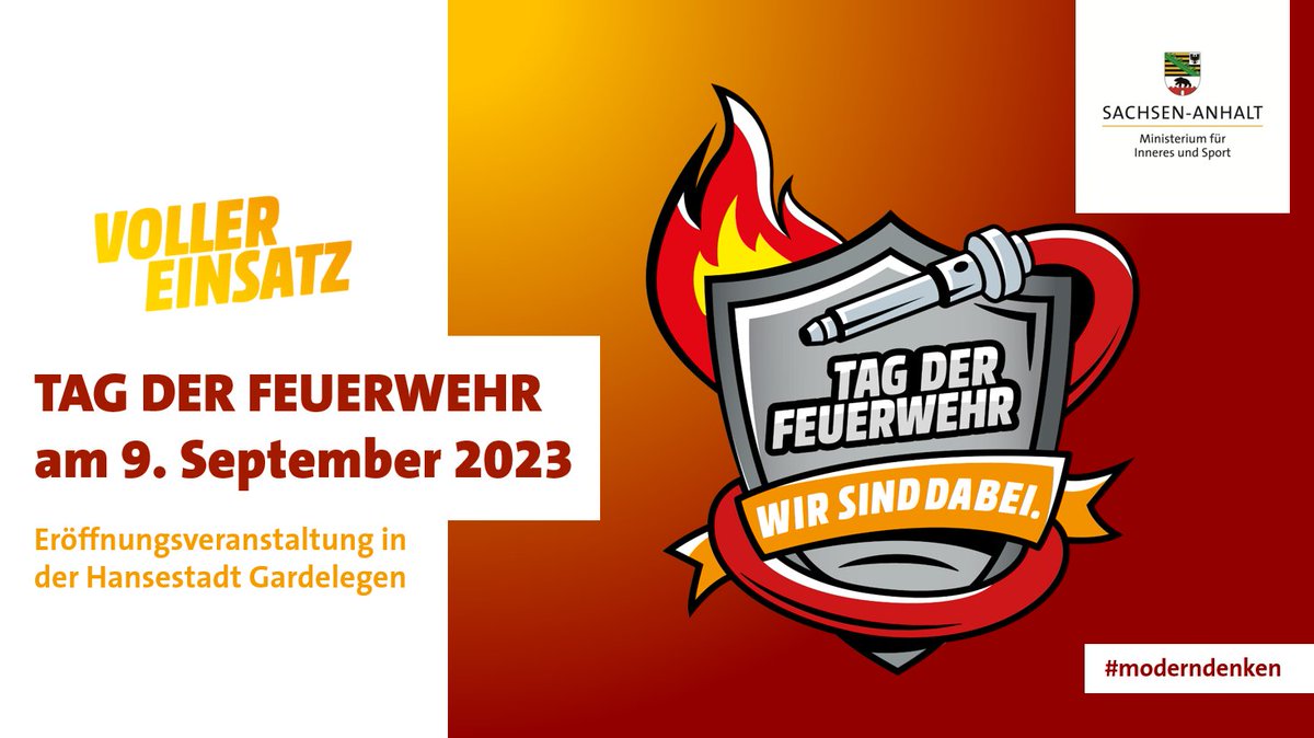 Wir sagen Danke!! Am Samstag wird in <a href="/sachsenanhalt/">Sachsen-Anhalt</a> zum sechsten Mal der Tag der Feuerwehr gefeiert. 🥳 Dieser Tag soll die Arbeit der Mitglieder der Freiwilligen Feuerwehren würdigen und gleichzeitig für das Ehrenamt werben. Also seid dabei.. 🚒
Mehr: ➡️ lsaurl.de/dJUg2a