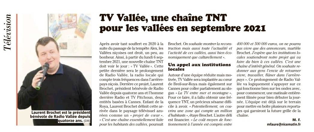 actualites_nrv's tweet photo. Le 6 septembre 2021 sur la TNT, Laurent Brochet enfant de la #Roya lançait TV Vallée, petite sœur de Radio Vallée. 
Aujourd'hui @lbrochet06 est heureux d'accueillir Clara Moreno au sein de son équipe en tant que responsable de développement du groupe Cannes Lérins Médias.
#Nice06 https://t.co/WXn68iUl4h