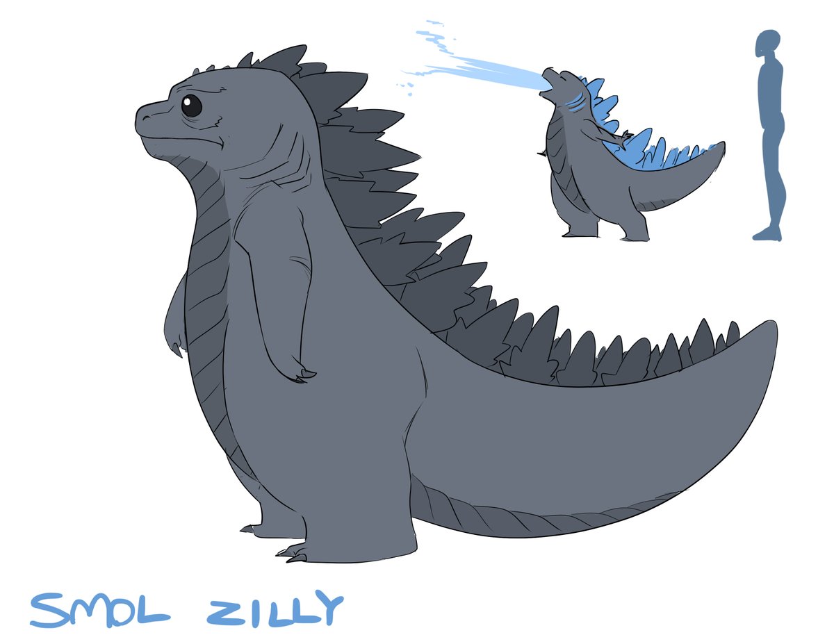 MeganHuang5's tweet image. all of the Zilly pages (and concept) together, for those that missed the second page... (or possibly the first page?) 

he's just smol and parched. 🥺🥺🥺

#godzilla #ghidorah #kingghidorah #toho #kaiju #coffee