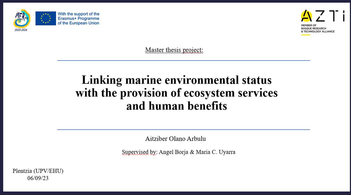 AngelBorjaYerro's tweet photo. Our #masterMER student, Aitziber Olano, defends today at @pie_upvehu her master thesis, supervised by @MariaCUyarra and me @AngelBorjaYerro at @azti_brta, in the framework of #GES4SEAS
Good luck! https://t.co/5Hrelu8jni