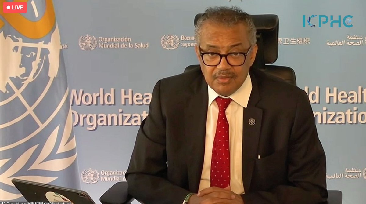 theGFF's tweet photo. #ICPHC2023: @DrTedros says no topic more important than #PHC and shared three key ingredients for successful #primaryhealthcare: 
1. strong political commitment
2. strong financing, with domestic financing as the backbone
3. careful planning and meticulous implementation of PHC initiatives.

In closing, he urged attendees to . . . 
- advocate for strong PHC in their own countries
- prioritize domestic investments for PHC—especially for educating and expanding the #healthcare workforce
- carefully plan and implement health initiatives.
 
#DeliverTheFuture