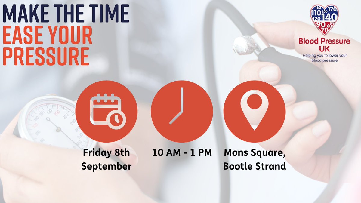 Come down to Mons Square in Bootle Strand to speak with the team from Living Well Sefton about taking part in Know Your Numbers week by monitoring and managing your blood pressure. Living Well Mentors from May Logan will be offering free blood pressure checks! 👏

#MySefton