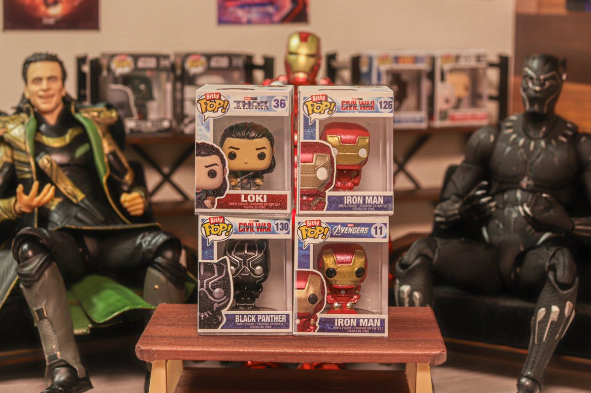 yuki777kuu's tweet image. ファンコのBittyPOPを購入しました

発売したばかりのマーベルシリーズです

今回買ったのはロキ、ブラックパンサー、アイアンマンmk7でシークレットはアイアンマンmk46でした

それぞれのキャラがミニチュア化されて可愛いです😊

 #BittyPOP #ファンコ　#山田化学　#ミニチュア
