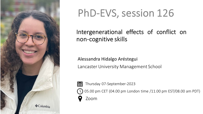 PhdEvs's tweet photo. Don't miss out! Our first online seminar of the academic year is TOMORROW!

Join us tomorrow for @alehidalgoa 's presentation on Intergenerational Impact of the 1980-2000 Peruvian Civil Conflict!

Register here for the zoom link🗓:
https://t.co/SySqajASox

#EconTwitter #phdlife https://t.co/HkGl5kLUt5