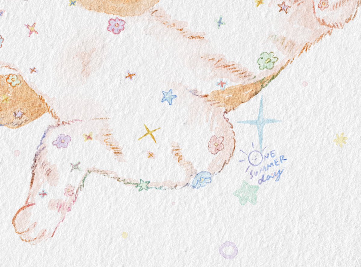 O1summerday's tweet image. Day 1 : with manu the cat 🐱🤍
.
.
.
#drawing25dayschallenge #drawing #digitalwatercolor #illustrator #o1summerday