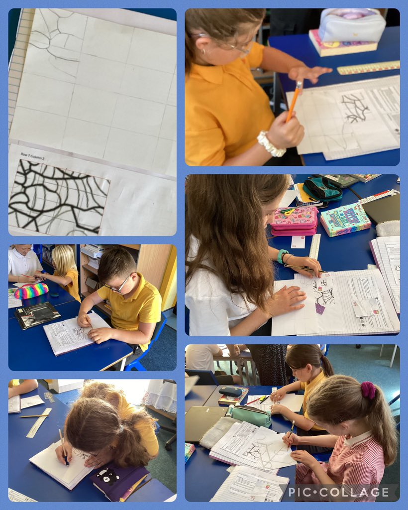 DosbarthPump's tweet photo. We are using the grid method to scale up a section of an image . We measured, found halves and quarters of decimals and drew accurately using a ruler to create our grids. #mathsandnumeracy #expressivearts https://t.co/4klOGirnLC