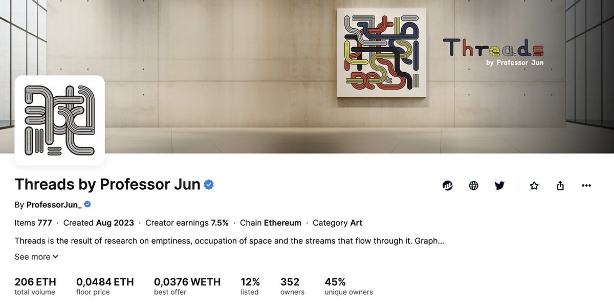 ProfessorJun_'s tweet image. 🚨20 pieces are under 0.1eth. Only 12% are listed 🚨

Maybe the best time to collect and hold if you believe in the art 🧵