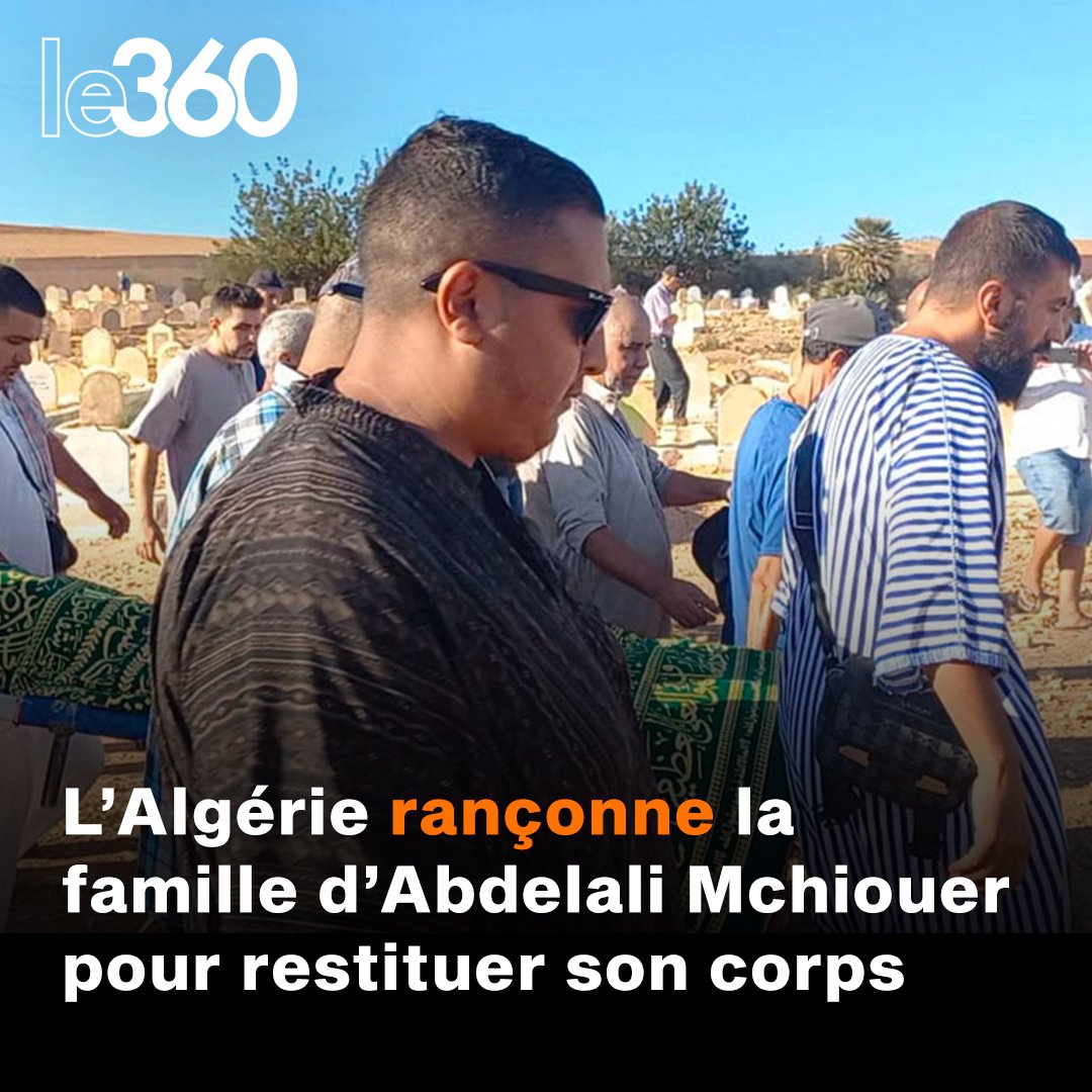 Le360fr's tweet photo. 🔴🇩🇿 Après le meurtre de Bilal Kissi et d’Abdelali Mchiouer, perdus en mer près de Saïdia, les autorités algériennes demande des garanties pour le rapatriement du corps de ce dernier. À la demande de sommes d’argent s’ajoute l’obligation de signature d’une décharge par la famille.
Contactés par Le360, les proches des victimes confirment, précisant que la somme demandée est de 400.000 dirhams et que le document en question n’est autre qu’une décharge stipulant qu’Abdelali Mchiouer est mort noyé et non des suites des tirs de la marine algérienne.