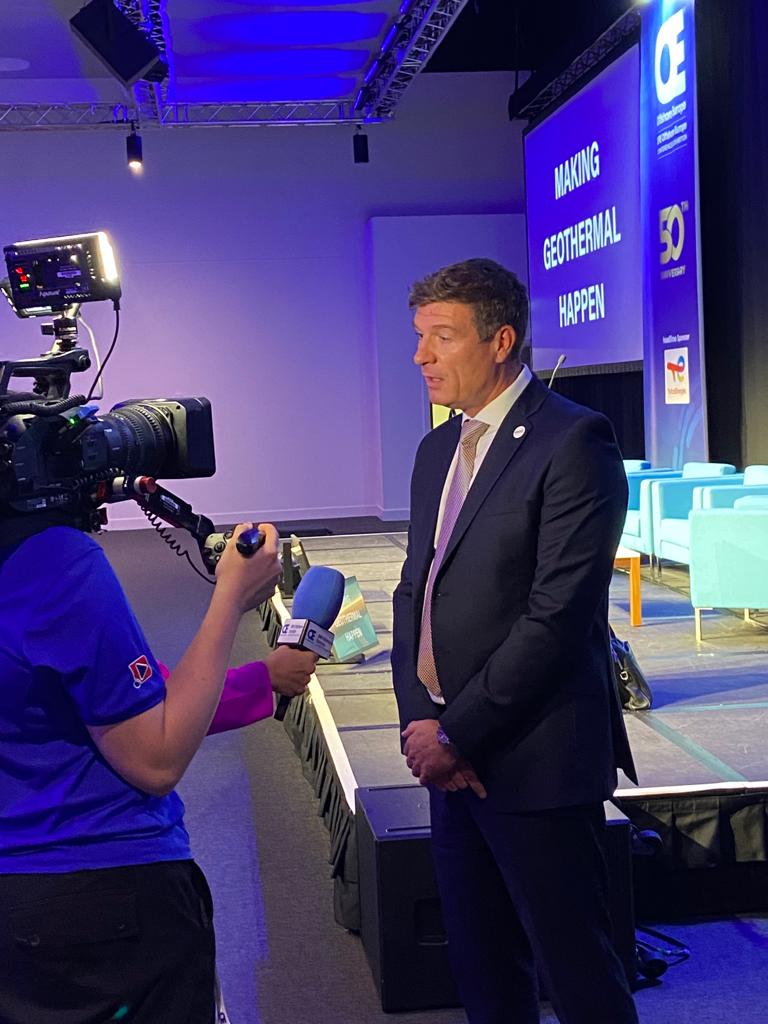 SPE_OE's tweet photo. Joining the #OETV team onsite is Ellis Renforth, the President of Operations in Europe, Middle East & Africa of @Woodplc after their panel session today.
#OE23 #50YearsofOE https://t.co/Kuqw7imXLb
