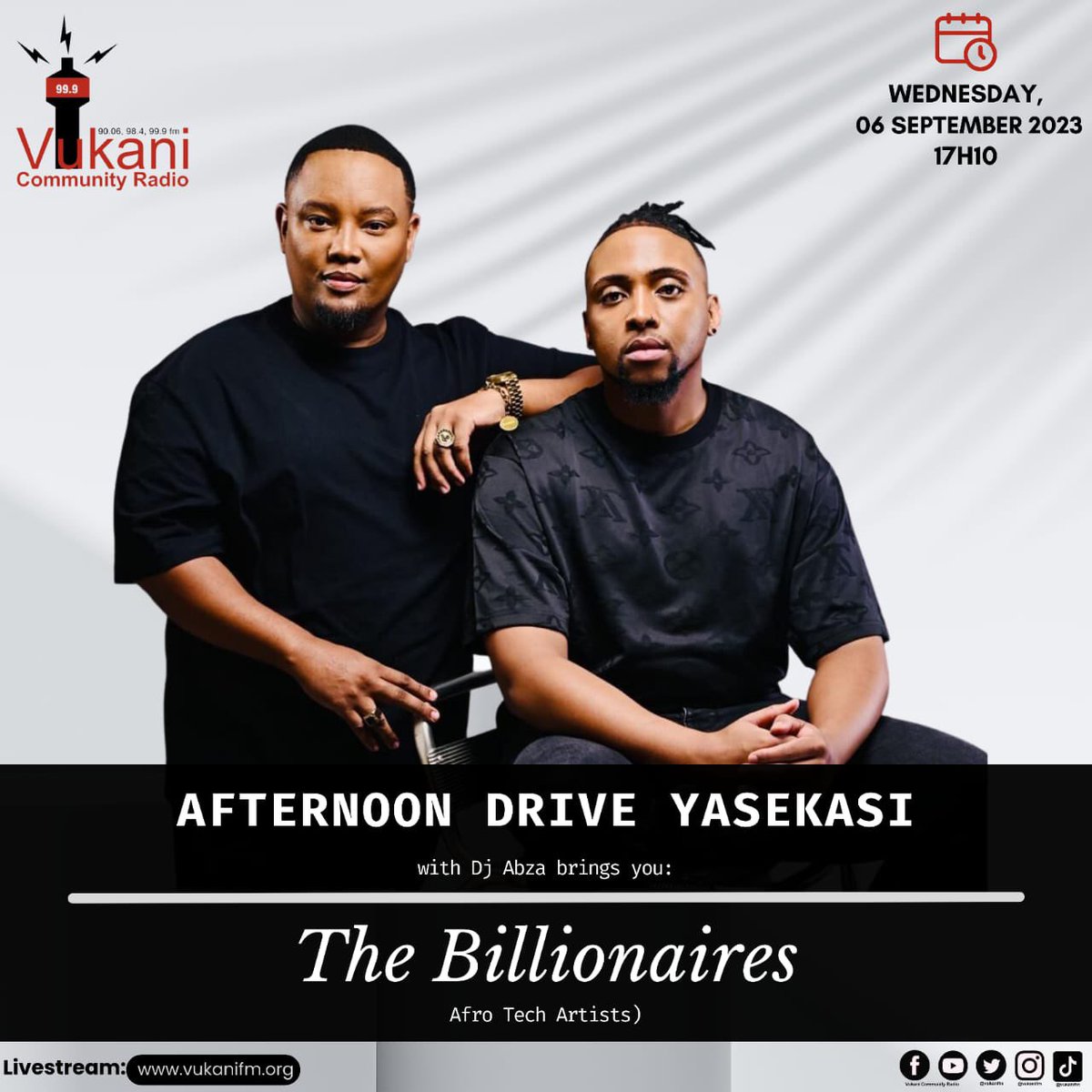 CharlieComms_'s tweet photo. π Tune in to the excitement surrounding #SonsOfTheSoil EP by our fave DJ Duo @billionaires_za on @VukaniFM this afternoon at 17:10 as they dive deeper into the inspiration, the stories, and the passion behind their music. π₯ππ»π‘ #BillionairesDJ #EPUnveiling #MusicJourney https://t.co/VKFe3LWEtS