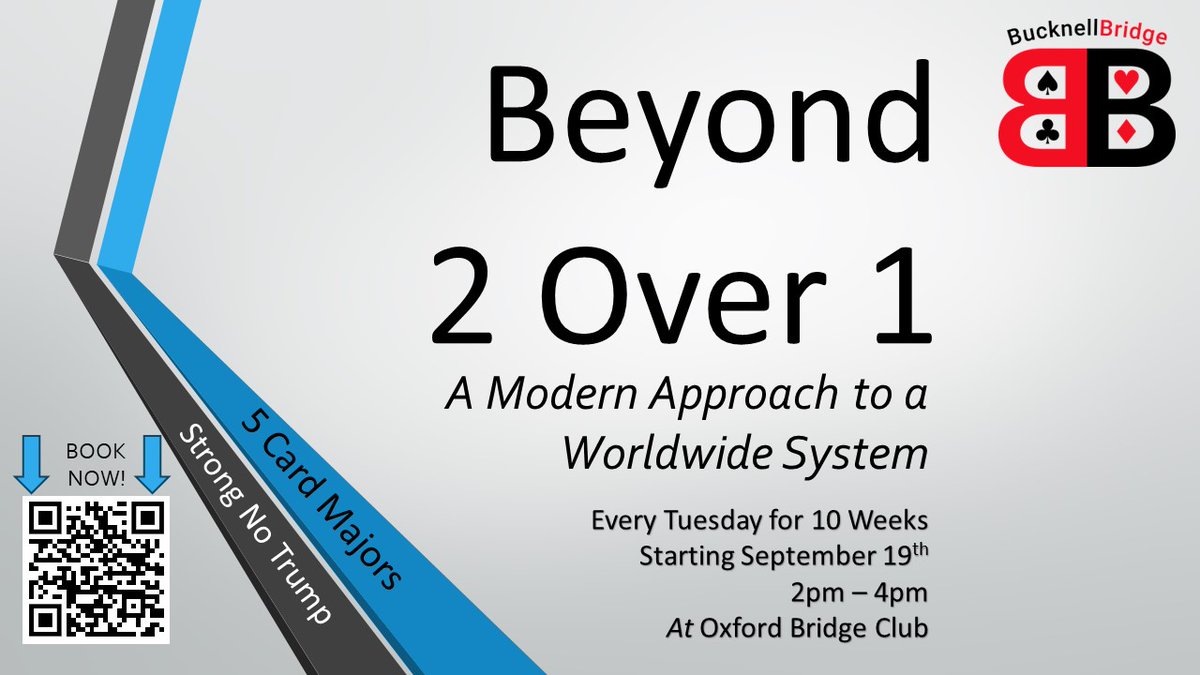 With 5 Card Majors growing in popularity in the UK, it is time for you to practice! Come join BucknellBridge and practice your 2/1 at the Oxford Bridge Club starting Tuesday September 19th from 2pm-4pm for 10 weeks! Book now: bucknellbridge.co.uk/product/beyond…