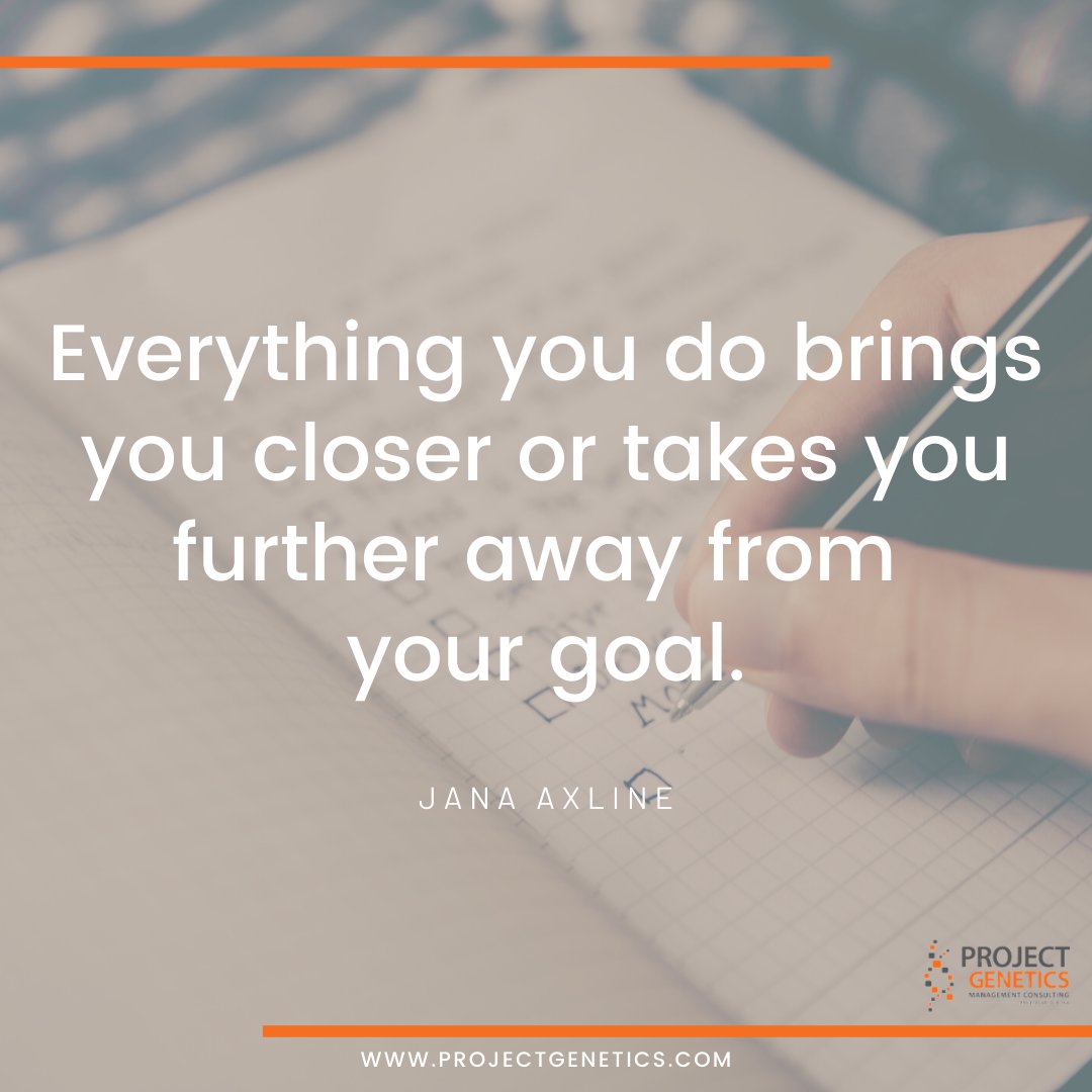 Everything you do brings you closer or takes you further away from your goal.