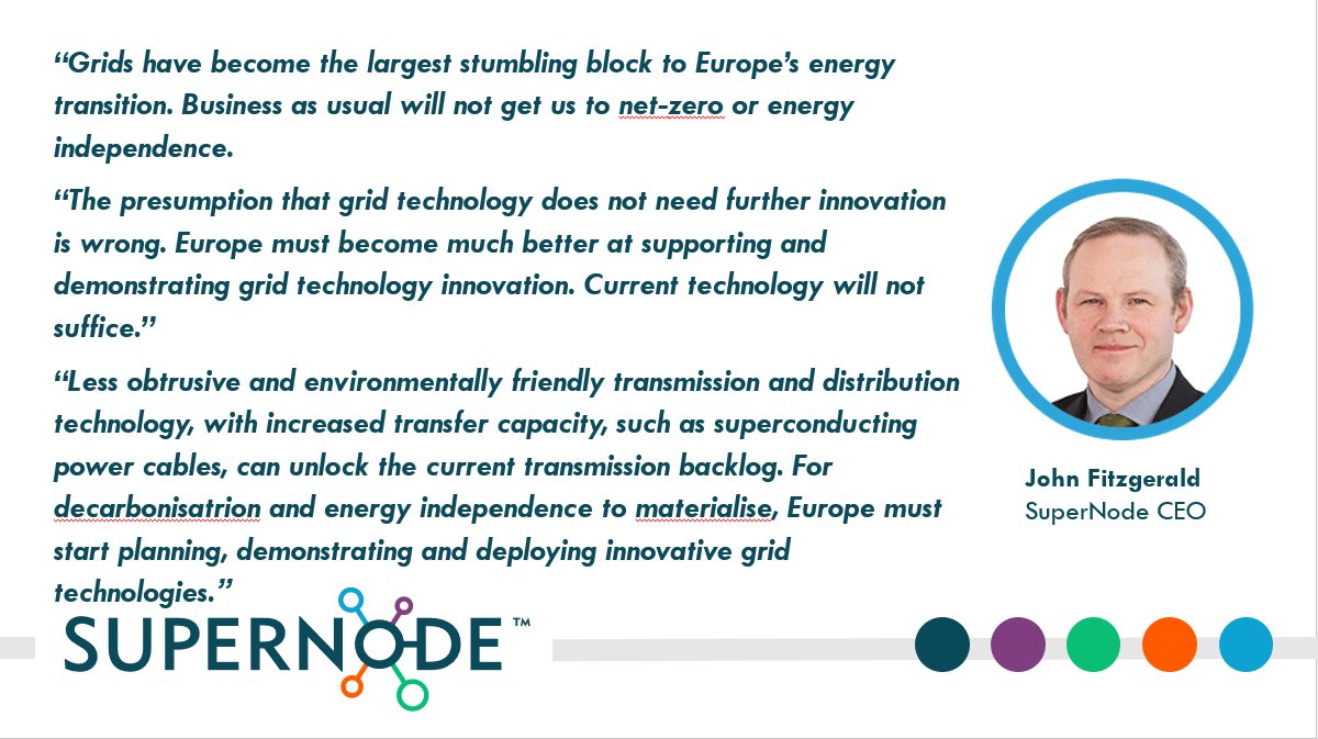 SuperNodeLtd's tweet photo. “The presumption that grid technology does not need further innovation is wrong. Europe must become better at supporting grid technology innovation," @SuperNodeLtd CEO @JohnPatFitzger today told a Brussels workshop on Power Grid Innovation organised by @EIB and @Breakthrough https://t.co/llydxg2ONy