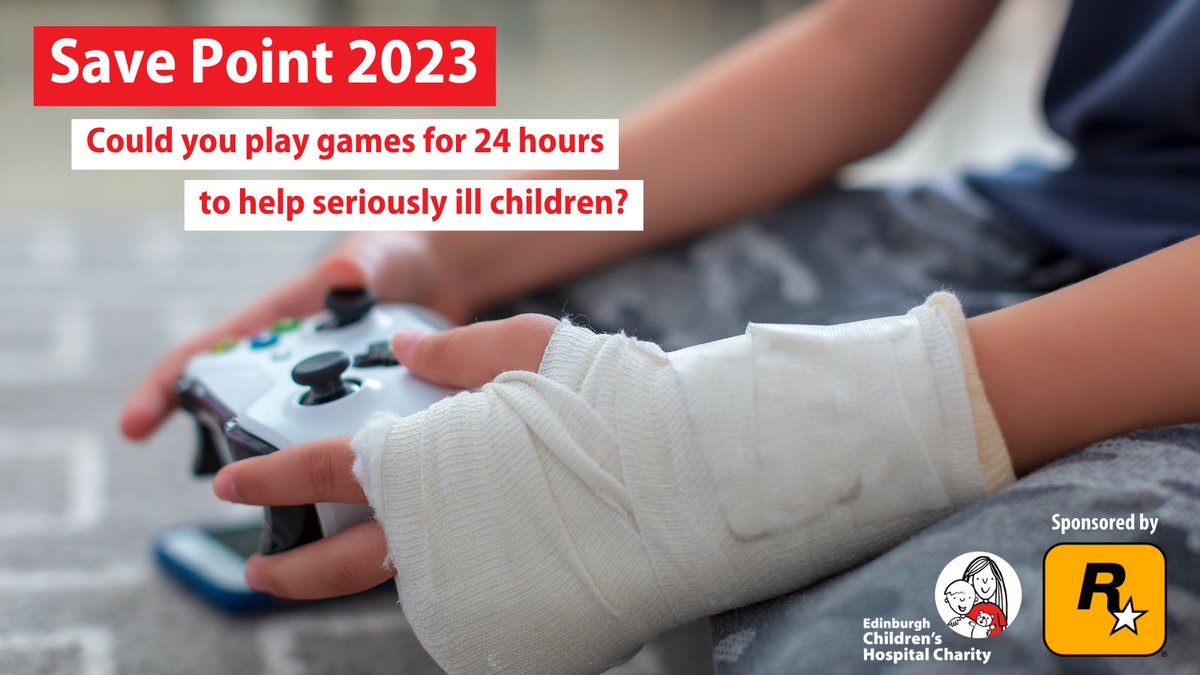 echcharity's tweet photo. We're SO excited to announce @RockstarGames as the official sponsor of our Save Point gaming marathon for a 4th year! 🎮 

AND they're match funding for all donations up to £20,000! 👏 This will make a real difference to children in hospital. 

Sign up ➡️ https://t.co/BDqkv0cXK3 https://t.co/PcXLfyWe93