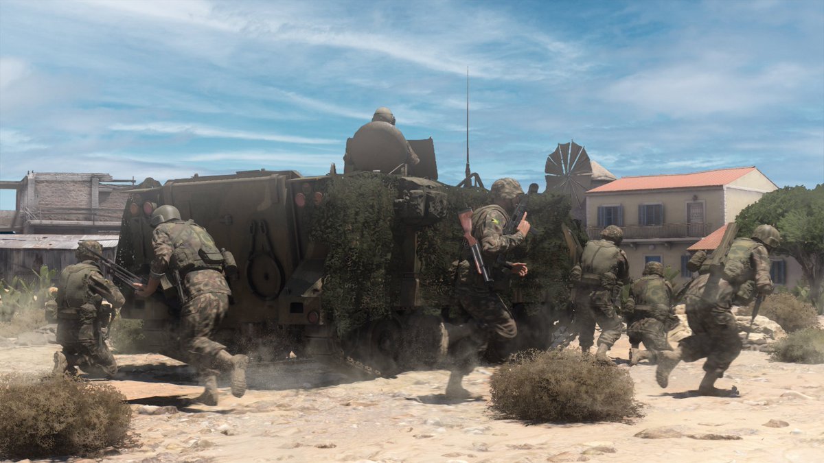 slickry_v3's tweet image. Work of AAF's 2nd Mechanized Battalion of the 1st Regiment against FIA Insurgents in Poliakko, 2004.

#ArmA3 #Altis #AAF