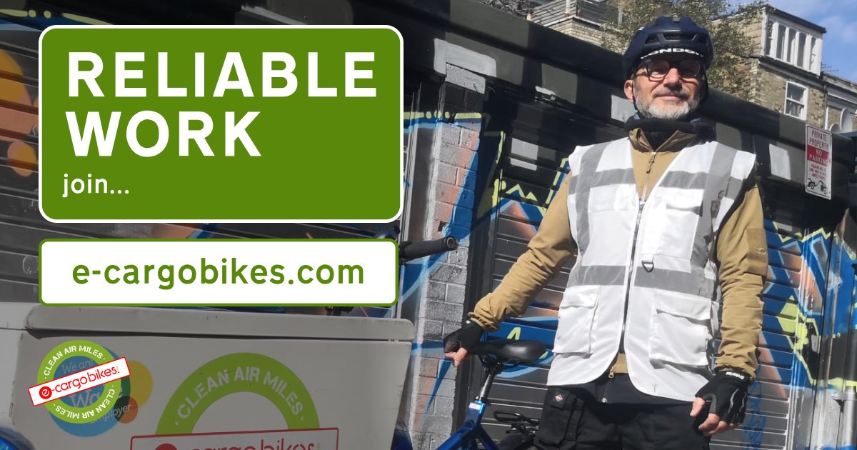 ecargobikes's tweet photo. We offer regular active work that has a positive effect on our environment. Join a great team of people working to make our city a better place to live in.
To find out more about joining our team visit https://t.co/g227QxHesN
#londonlivingwage #cycledelivery #cargonauts https://t.co/6Fh20bvXmp