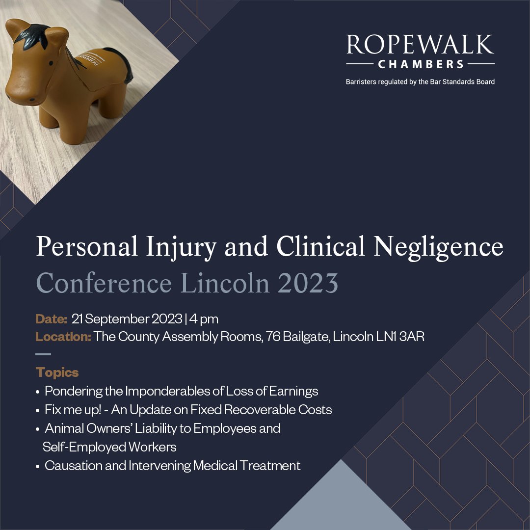 ropewalklaw's tweet photo. 📝 Register now for our Personal Injury and Clinical Negligence Conference in Lincoln. Our team will be covering loss of earnings, updates on #FixedRecoverableCosts, liability for animal owners, and causation and intervening medical treatment.

🐎 You can also pick up Ropey, our miniature stress horse! 🐎

To register: https://t.co/jJIweRjXdP

📍 The County Assembly Rooms, Lincoln.

📅 21 September 2023 | 4 pm