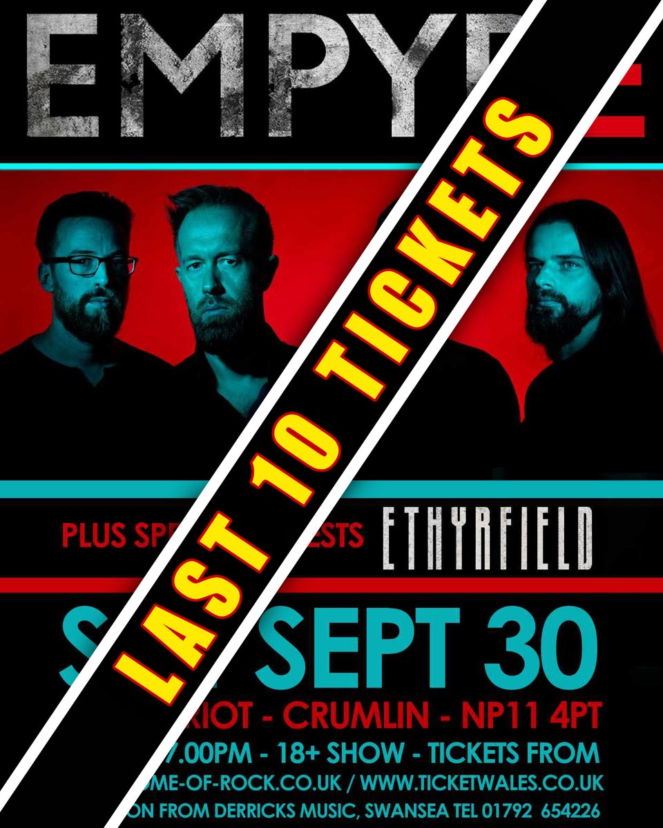 EmpyreRock's tweet photo. They are selling better than little hot cakes. Last remaining ones here:
https://t.co/kOzB8wKsRU
#Wales #gigs #gig #rock #rockmusic #newport #cardiff #whatson #livemusic #hardrock #melodicrock #lowtickets #almostsoldout https://t.co/0jjpAVOOjj