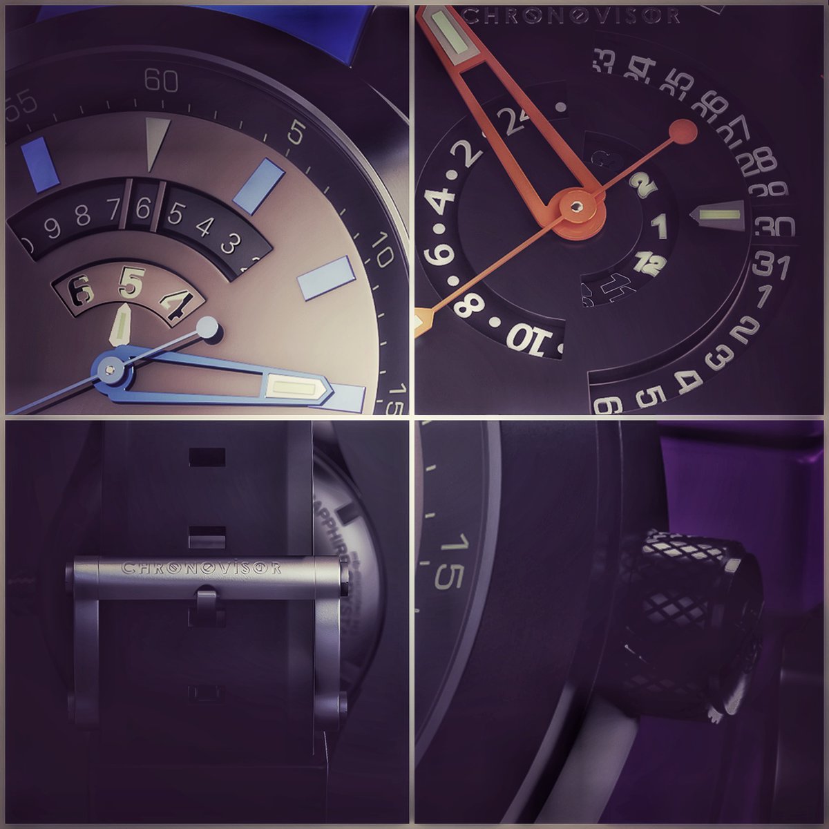 Water-resistant to 100 meters, the screw-down crown of all Chronovisor watches is fitted with a sealing ring that is secured to the threaded pipe of the watch case, ensuring the watch is thoroughly protected when swimming or surfing.

chronovisor.ch