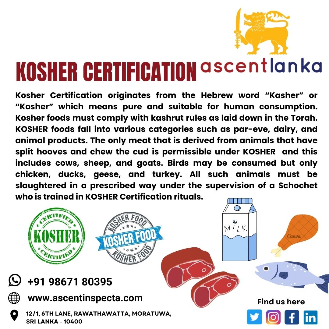 Looking to sell your products to the Jewish community? Kosher certification is a must. #ascentinspecta #ascentlanka #ascentmaldives #iso #iso9001 #iso90012015 #kosher #koshercertified #koshercertification #foodsafety #foodsafetyfirst #kosherfest #rohs #gmp #fsms #foodtradeshow