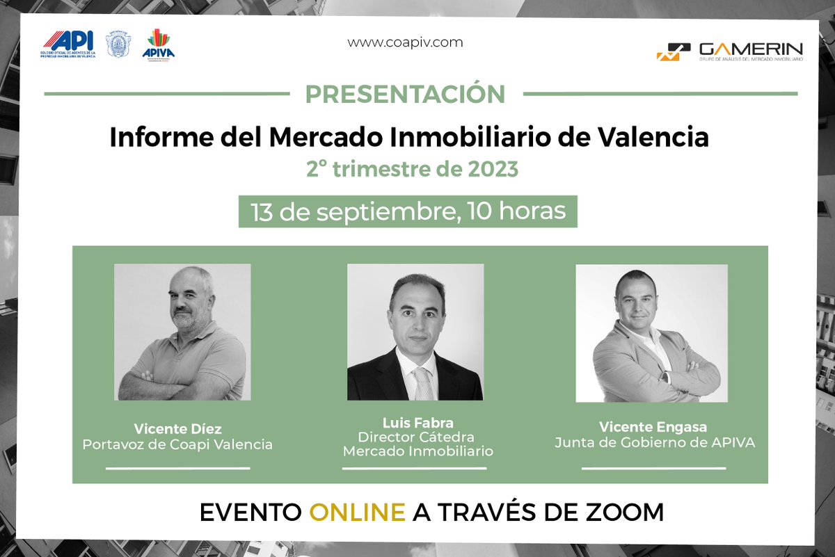 COAPI_Valencia's tweet photo. โถ Retomamos nuestro ๐๐ป๐ณ๐ผ๐ฟ๐บ๐ฒ ๐๐ผ๐ฏ๐ฟ๐ฒ ๐ ๐ฒ๐ฟ๐ฐ๐ฎ๐ฑ๐ผ ๐๐ป๐บ๐ผ๐ฏ๐ถ๐น๐ถ๐ฎ๐ฟ๐ถ๐ผ.
๐
13 de septiembre
โฐ 10 horas
๐ฒ Vรญa zoom
#YoSoyApiValencia #InformeMercado #Vivienda #Valencia #MercadoInmobiliario https://t.co/u3MOOy7NTI