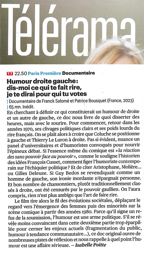 Label_Image_Doc's tweet photo. Bravo à Franck Salomé et à Patrice Bousquet pour leur formidable documentaire.👏
Merci à Isabelle Poitte pour ses 2 T dans Télérama. https://t.co/JleNGGqJWo