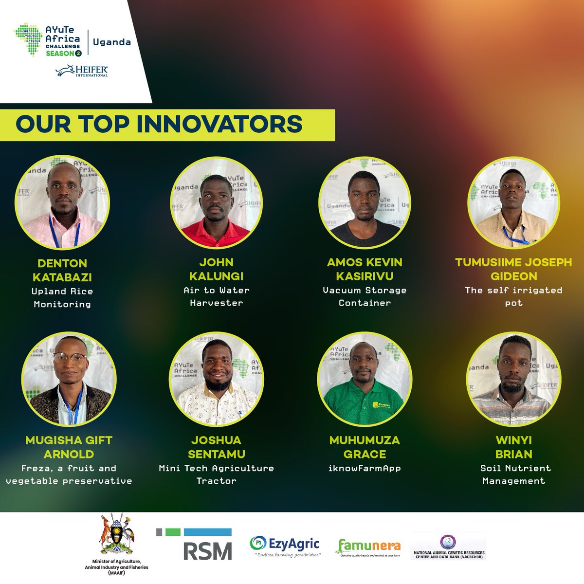 Heifer_Uganda's tweet photo. Thank you for the massive response and submissions, out of 189 these are the Top 24 innovators for AYuTe Africa Challenge Season 2! Who will walk away with a share of UGX 70,000,000? Stay tuned to find out! 
#AYuTeChallengeUg https://t.co/qWBjnQ3xaJ