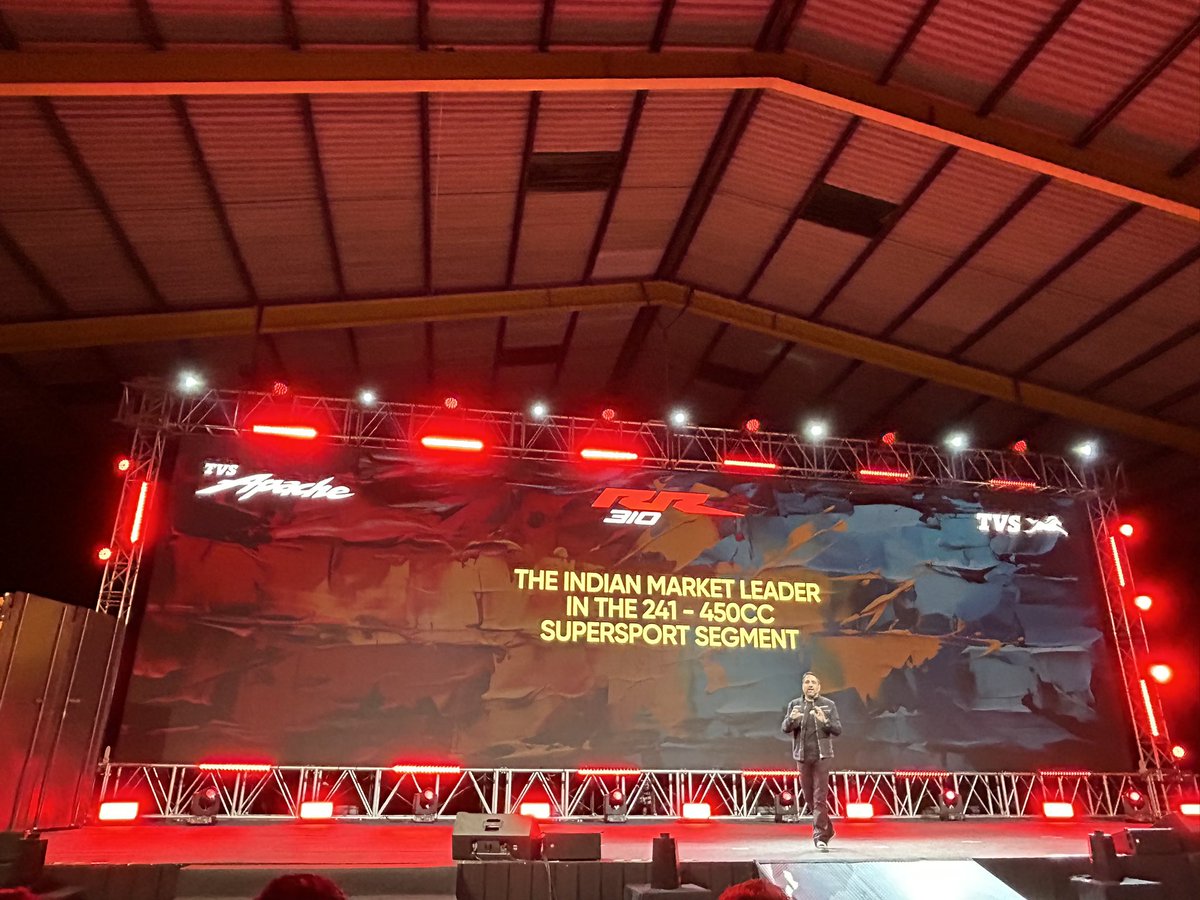 carandbike's tweet image. @TVSApacheSeries #RR310 is the market leader, says @Vimalsumbly Head - Premium Business of @tvsmotorcompany