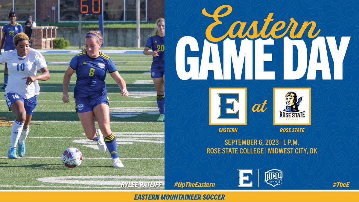eosc_wsoc's tweet photo. It's Game Day! The Mountaineers head to Midwest City to take on Rose State! #TheE #UpTheEastern #NJCAAWSOC
⚽️ vs. Rose State
⏰ 1:00 PM
🏟 Rose State College
📍 Midwest City, OK https://t.co/h9P9Jw16C2