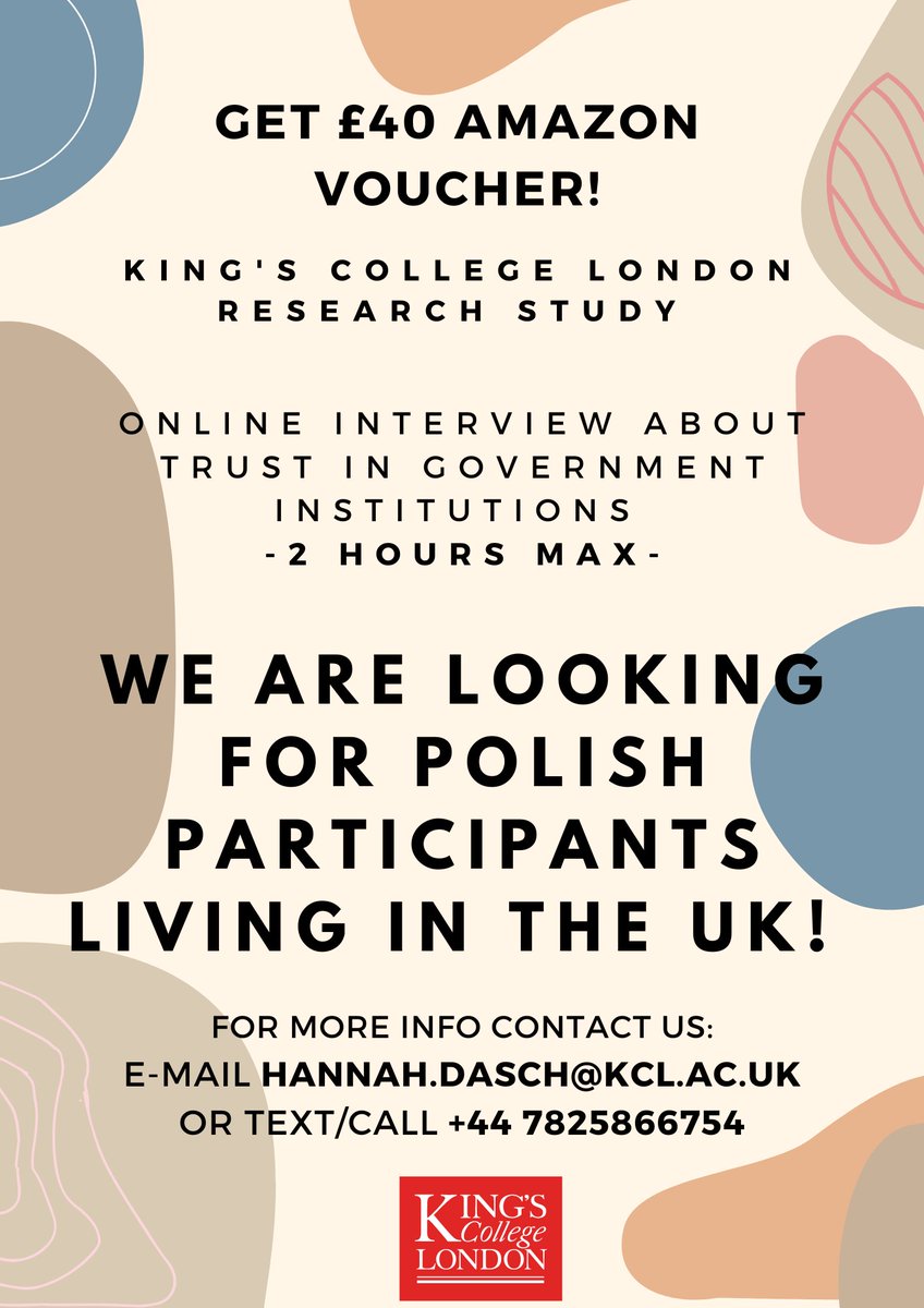 We are still looking for Polish people in the UK to take part in our interview study!

We're interested in hearing about views on trust in official institutions, specifically during the COVID-19 pandemic.

Please feel free to share.
