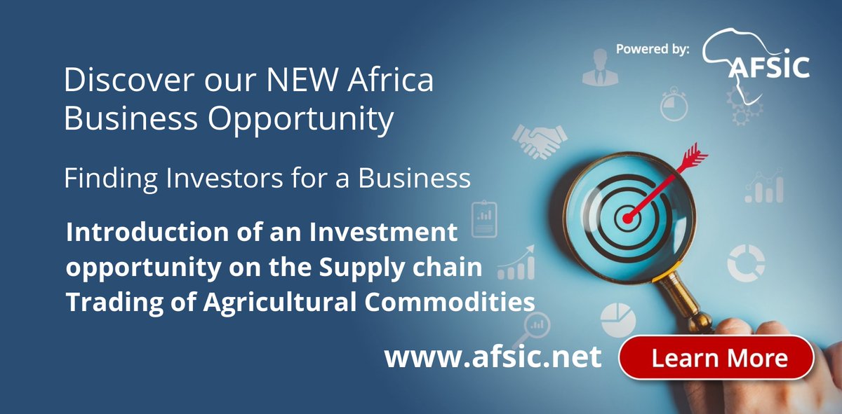 AFSICafrica's tweet photo. Announcing New Africa Business Opportunity Posted by a Member:  Introduction of an Investment opportunity on the Supply chain  Trading of Agricultural Commodities CONNECT HERE: https://t.co/G9OwNmWmfY #africa #Cameroon #sustainabledevelopment #impactinvesting #financialinclusion https://t.co/TWpck8SEXo