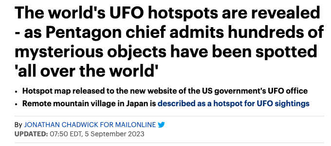UFOs aren't only being seen in the US, and the Pentagon is not admitting to secret human UFO programs in foreign countries. There are hundreds of Galactic Federation bases on Earth, and every craft sighting is intentional. I believe that wherever there's a UFO 'hotspot' there's…
