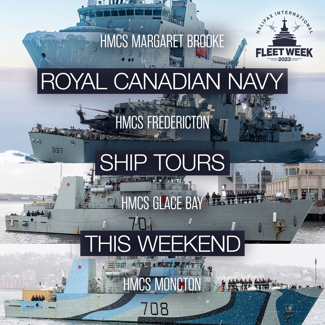 🚢LINEUP ANNOUNCEMENT!
All Aboard!! Walk up the gangplank and go on a public tour the <a href="/RoyalCanNavy/">Royal Canadian Navy</a> ships docked along the Halifax and Dartmouth waterfronts.

For participating ships, locations and additional information: hfxfleetweek.ca