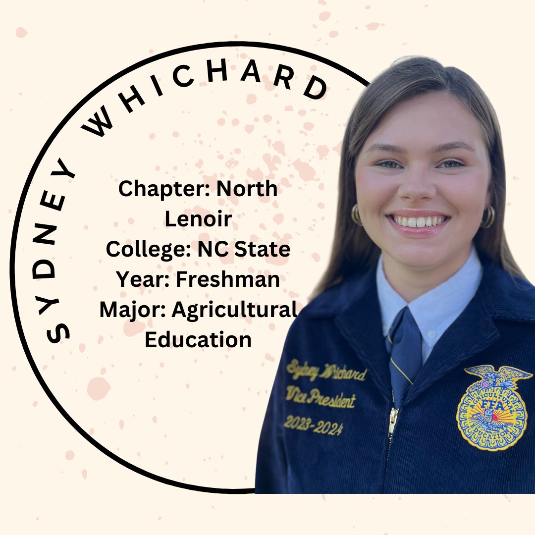 Today we have our State Vice President at the Secretary’s station, Ms. Sydney Whichard. She is studying Agricultural Education at North Carolina State University and calls the North Lenoir FFA Chapter home. One of her favorite hobbies is going antique shopping!