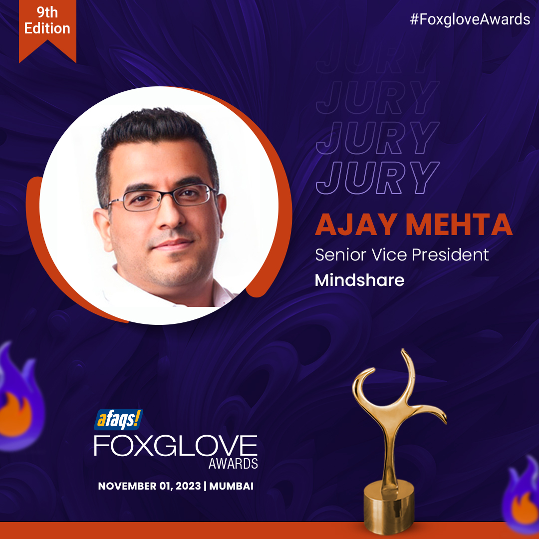 #FoxgloveAwards: We are delighted to have Ajay Mehta from <a href="/Mindshare_In/">Mindshare India</a> as our juror at Foxglove Awards 2023. 🏆
Thank you for joining us!
ENTER NOW: bit.ly/3rMBZmy

📅Final Entry Deadline: Sept 08

#Awards | #Advertising | #Marketing | #agency |
<a href="/afaqs/">afaqs!</a>