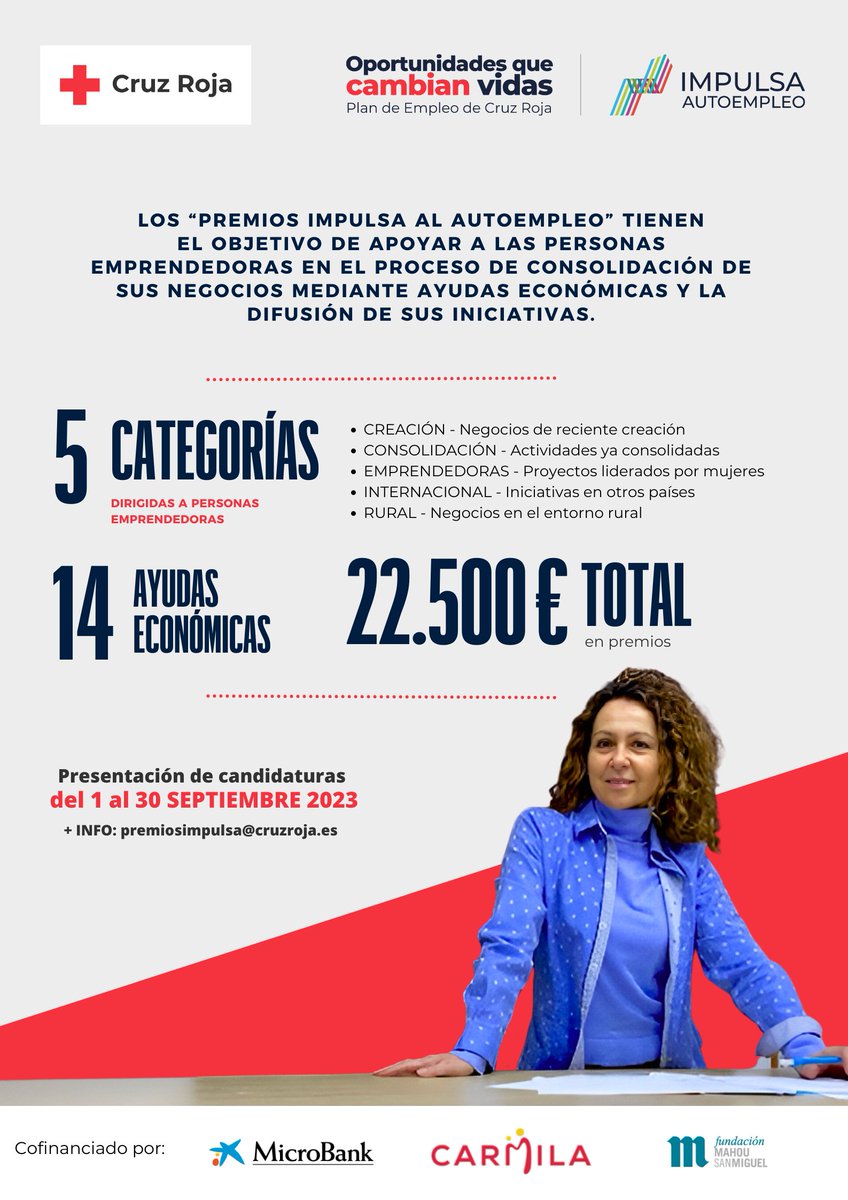 CruzRojaVLC's tweet photo. [#Empleo]
Regresan los premios 'Impulsa al Autoempleo' de @CruzRojaEsp para apoyar a las personas emprendedoras más vulnerables y promover la continuidad de sus proyectos de #autoempleo.
➡ Consulta las bases en: https://t.co/f2eQ5NEROK
#Emprendimiento #ProyectoImpulsa https://t.co/5QuE03Ormb