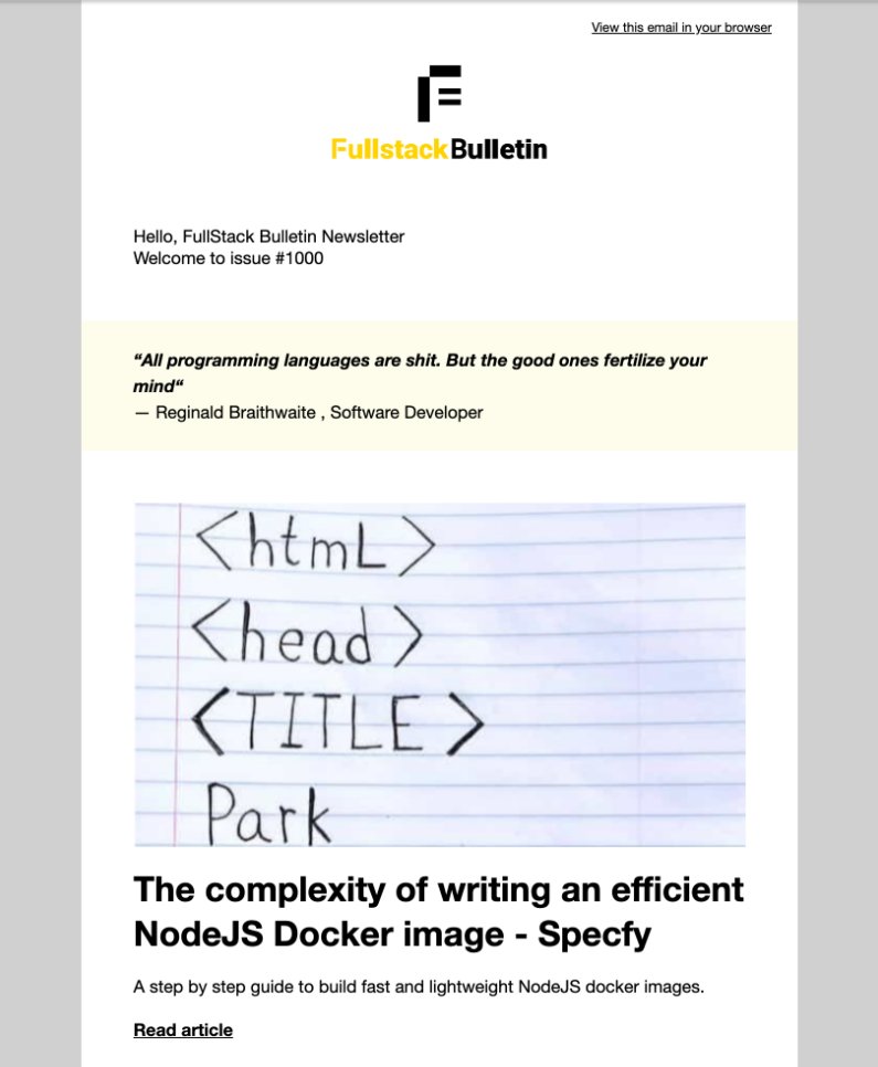 loige's tweet image. We have a new refreshed design for FullStack Bulletin Newsletter. I hope you will enjoy this newsletter even more from next Monday!

PS: We are looking for sponsors. If you have a product/service that can be relevant for FullStack Web Devs, give me a shout!