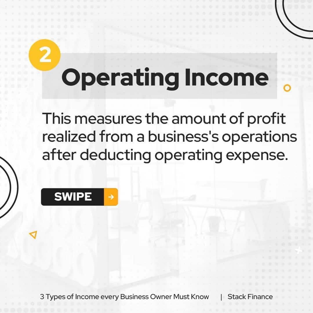 Stackfinanceapp's tweet image. Another day with my beautiful people!!!

As a business owner, you should know the types of income in your business.

Here are types of income you should know as a business owner👇

#stackfinance #stackelbergng #finance #accounting #4daystoALxEnglot #business #consulting #stack