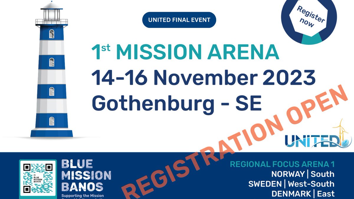 🔊 Finale Alert! Join #H2020UNITED's Final Event at 1st Mission Arena by Blue Mission BANOS 🌊. Explore #BlueEconomy's future & avant-garde solutions.
📅 14-16 Nov | 📍 Gothenburg
#OceanMultiUse spotlight.
Registeration is now open: tinyurl.com/yhy8js2d

#BlueMissionBanos
