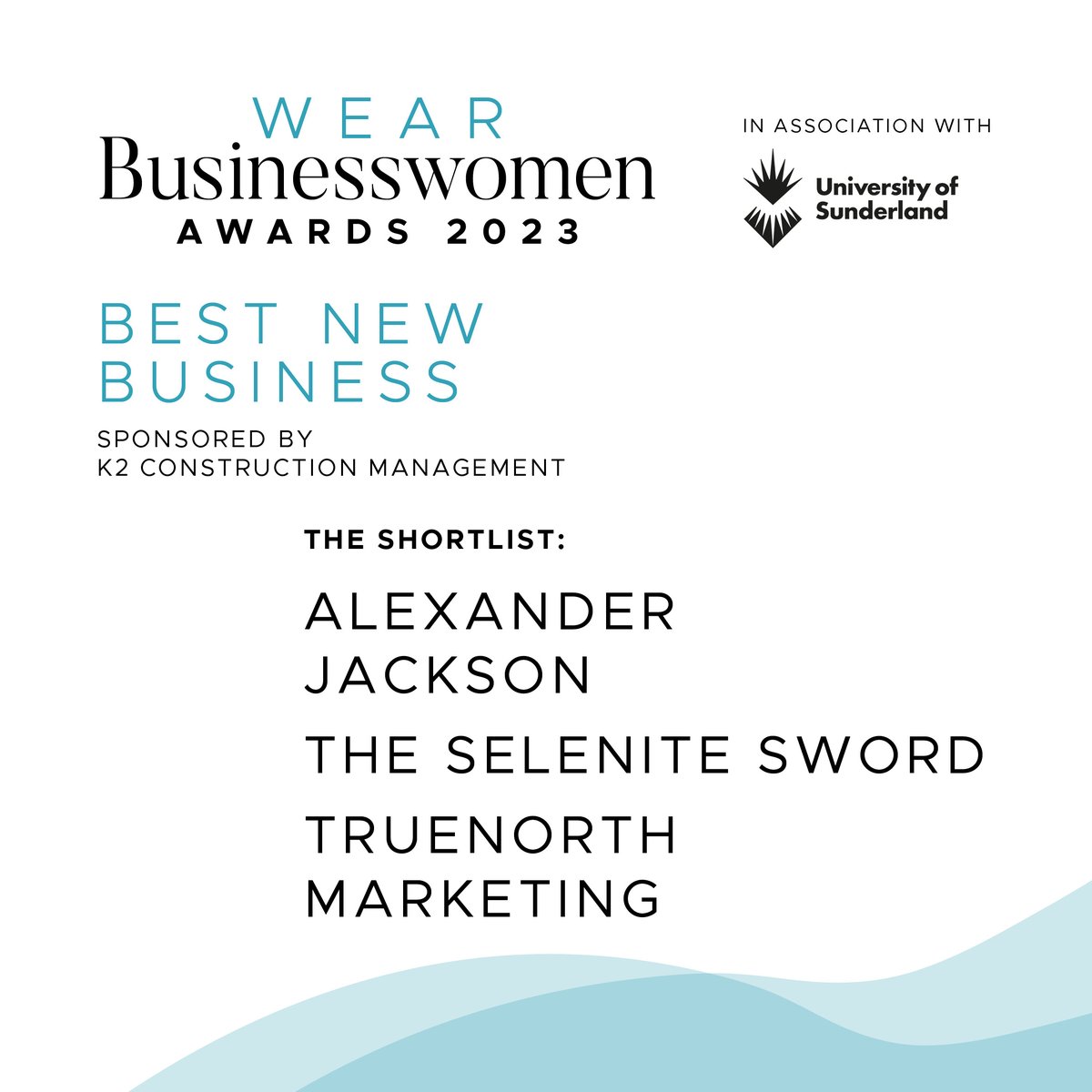 Here we have it, the finalists of the first ever #WearBizWomen awards!

The first category is Best New Business, sponsored and shortlisted by <a href="/K2ConstructMgmt/">K2 Construction Management</a> - congratulations to:

⭐ Alexander Jackson
⭐ The Selenite Sword
⭐ Truenorth Marketing
