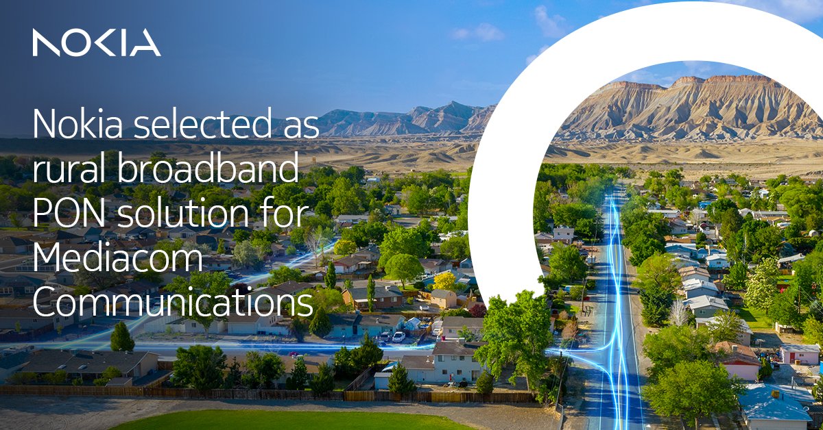 nokia's tweet photo. Nokia is thrilled to announce its new partnership with Mediacom Communications, the 5th largest cable operator in the USA.   

Find out how the partnership will help bridge the digital divide here: https://t.co/tlkuF6TbQi.   

#ConnectingTheWorld https://t.co/jpKLfytgaO