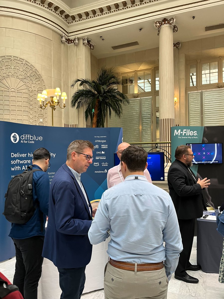 diffbluehq's tweet photo. #AIinFS conf has kicked off! 

If you're attending today in London, come and say hi to the team or join @mathewlodge's talk at 1pm on large language models (LLMs) and reinforcement learning-based alternatives. 

#AIFS23 #ReinforcementLearning #Diffblue #AIforCode #GenAI https://t.co/iSLA577KxV