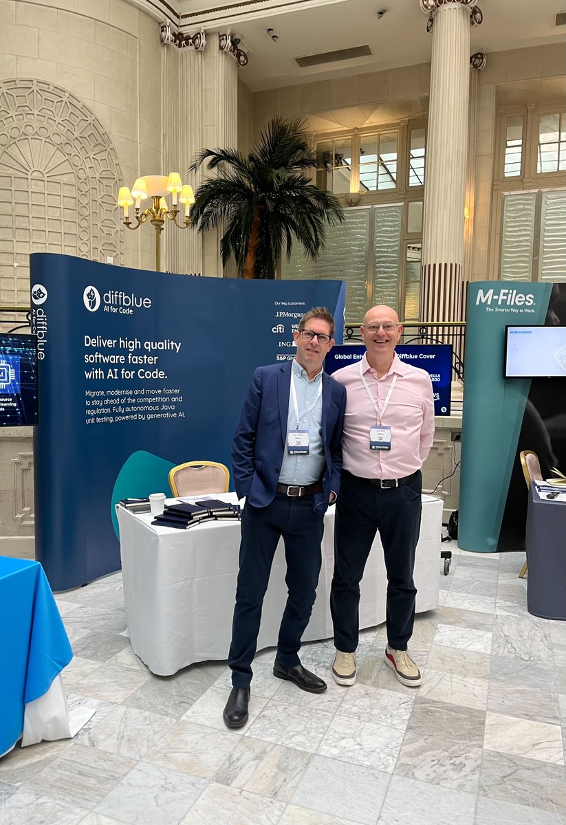 diffbluehq's tweet photo. #AIinFS conf has kicked off! 

If you're attending today in London, come and say hi to the team or join @mathewlodge's talk at 1pm on large language models (LLMs) and reinforcement learning-based alternatives. 

#AIFS23 #ReinforcementLearning #Diffblue #AIforCode #GenAI https://t.co/iSLA577KxV