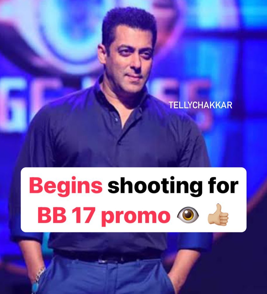 tellychakkar's tweet photo. As per reports #SalmanKhan has begun to shoot for #BiggBoss17 ‘s promo which would be aired in the first week of October
.
.
#BiggBoss #biggboss17contestants #colorstv #colorstvserial #colorstvshow #colorstvserials #SalmanKhan #salmankhanfans #tellywood #tellychakkar https://t.co/dAaZQ5oaP5