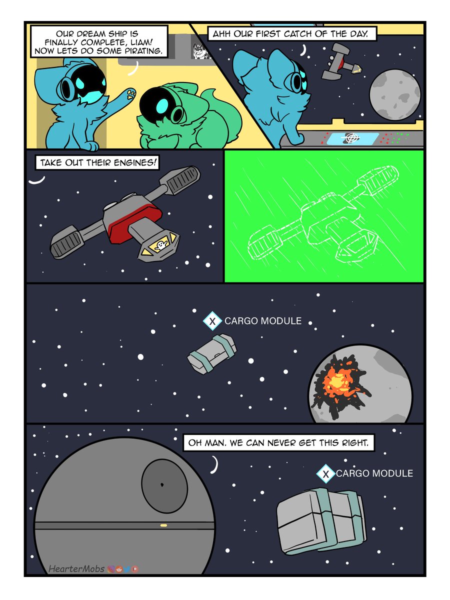HearterMobs's tweet photo. I've been playing so much Starfield. 

I needed to make his little comic to show my frustration with trying to board ships. I just can't get it right. 

#furrycomic #Starfield #protogen https://t.co/MwSZ8al3E4